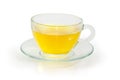 Green tea in glass cup on glass saucer Royalty Free Stock Photo