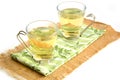 Green tea in glass mugs