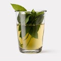 The green tea leaf collection is isolated on a white background. Royalty Free Stock Photo