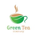 Green tea leaf cup logo design Royalty Free Stock Photo