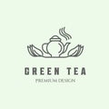 green tea line art design logo minimalist vector illustration icon Royalty Free Stock Photo