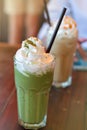Green tea matcha latte frappe Royalty Free Stock Photo
