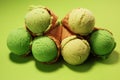 Green tea matcha mint ice cream with coconut milk Royalty Free Stock Photo