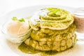 Green tea matcha pancakes Royalty Free Stock Photo