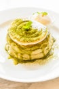 Green tea matcha pancakes Royalty Free Stock Photo