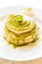 Green tea matcha pancakes Royalty Free Stock Photo