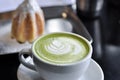 Green tea or matcha green tea ,pandoro cake