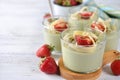 Green tea matcha panna cotta Royalty Free Stock Photo
