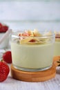 Green tea matcha panna cotta Royalty Free Stock Photo
