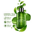 Green Tea Moisture Essence Skin Care Cosmetic. Royalty Free Stock Photo