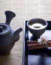 Green tea with original japanese tea pot