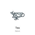 Green tea outline vector icon. Thin line black green tea icon, flat vector simple element illustration from editable nature Royalty Free Stock Photo