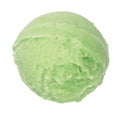 Green tea or pistachio ice cream ball isolated on white background, top view Royalty Free Stock Photo