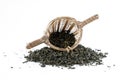 Green tea with sieve Royalty Free Stock Photo