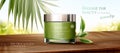 Green tea skincare cream jar ads