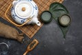 Green tea in a teapot in Chinese or Japan style. Tea concept