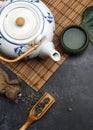 Green tea in a teapot in Chinese or Japan style. Tea concept