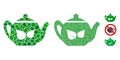 Green tea teapot Composition Icon of Bumpy Elements