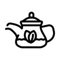 green tea in teapot line icon vector illustration Royalty Free Stock Photo