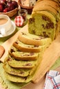 Green tea toast with red beans Royalty Free Stock Photo