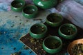 Green tea in traditional Chinese cups Royalty Free Stock Photo