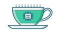 Green Teacup Icon with Building Block Pattern, Structured Design, vector design Generative AI Royalty Free Stock Photo