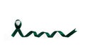 Green teal bow ribbon on white background. Mitochondrial disease