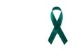 Green teal bow ribbon on white background. Mitochondrial disease