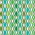 Mid century modern geometric ogee oval seamless pattern in mint green , lime green, emerald green and teal.