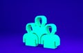 Green Team of baseball players icon isolated on blue background. Minimalism concept. 3d illustration 3D render