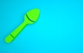 Green Teaspoon icon isolated on blue background. Cooking utensil. Cutlery sign. Minimalism concept. 3D render