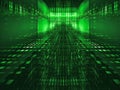 Green tech background - entrance to the matrix 3d illustration Royalty Free Stock Photo