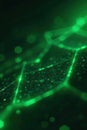 Green tech gradient, hexagonal mesh, glowing lines , connection, backdrop Royalty Free Stock Photo
