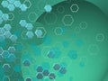 GREEN TECH Hexagons in differnts shaphes OVER GREEN bACKGROUND Royalty Free Stock Photo