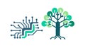 Green tech tree network, environmental technology concept, vector design Generative AI Royalty Free Stock Photo