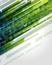 Green technology geometric stripes transition lens blurred dust particles poster background template