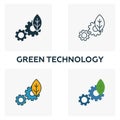 Green Technology icon set. Four elements in diferent styles from power and energy icons collection. Creative green technology