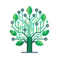 Green Technology Tree with Circuit Board Branches and Leaves on White Background Royalty Free Stock Photo