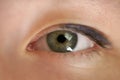 Green teen girl eye closeup front view