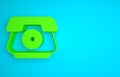 Green Telephone handset icon isolated on blue background. Phone sign. Minimalism concept. 3D render illustration Royalty Free Stock Photo