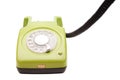 Green telephone retro style on white background. Vintage phone handset receiver Royalty Free Stock Photo