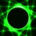 Green template with dark circle and laser beams
