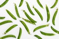 Green, tender, fresh and raw peas. Peas texture isolated on white background