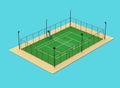 Green tennis court high quality detalied grass render sports field isolated Royalty Free Stock Photo