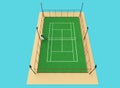 Green tennis court high quality detalied grass render sports field isolated Royalty Free Stock Photo