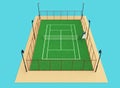 Green tennis court high quality detalied grass render sports field isolated Royalty Free Stock Photo