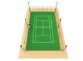 Green tennis court high quality detalied grass render sports field isolated Royalty Free Stock Photo