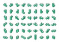 Green tetromino blocks in isometry icons