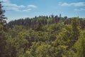 Green Teutoburg Forest.  Wooden Egge Tower on top of Velmerstot hill in North Rhine Westphalia, Germany Royalty Free Stock Photo