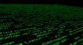 Green text lines on a black background, resembling computer code or data. The text i Royalty Free Stock Photo